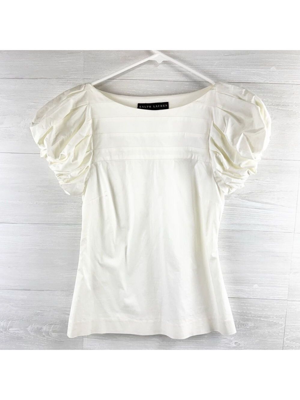 Ralph Lauren Black Label Puff Sleeve Pleated Top